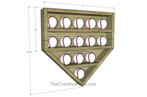 Kreg Tool | Innovative Solutions for All of Your Woodworking and DIY Project Needs Baseball Holder Display Diy, Sports Ring Display, Baseball Ring Holder, Baseball Shelf, Baseball Bedroom Decor, Softball Decor, Baseball Plate, Home Plate Baseball, Baseball Holder