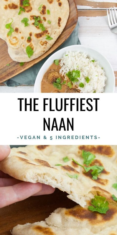 Easy Vegan Naan, Vegan Naan Bread, Vegan Naan, Naan Flatbread, Vegan Bread Recipe, Recipes With Naan Bread, Naan Recipe, Vegan Curry, Vegan Bread