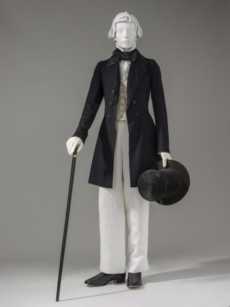 1852 Frock Coat and Trousers.(LACMA) 19 Century Fashion Men, 19th Century Mens Fashion, Fashion History Timeline, 19th Century Men, 1850s Fashion, Victorian Men, Boots 2020, 1800s Fashion, Shoes Drawing