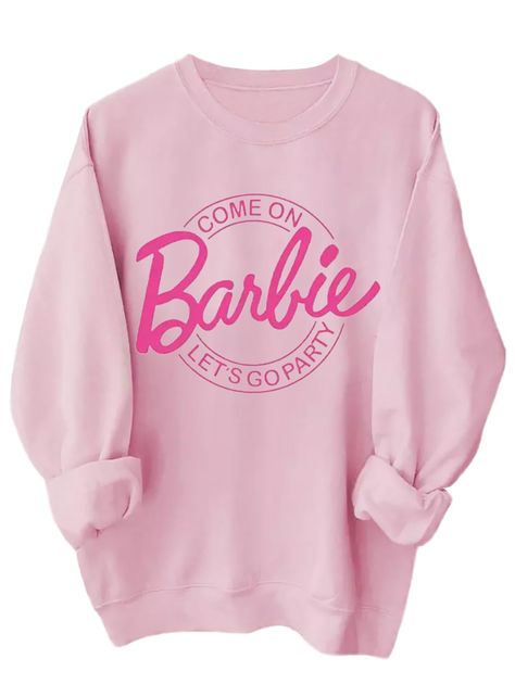 Pink Sweatshirt Men, Bachelorette Tops, Barbie Sweatshirt, Sleeveless Tops Summer, Girls Shirt, Holiday Tops, Fun Sweatshirts, Sweatshirt Women, Round Neck Sweatshirts