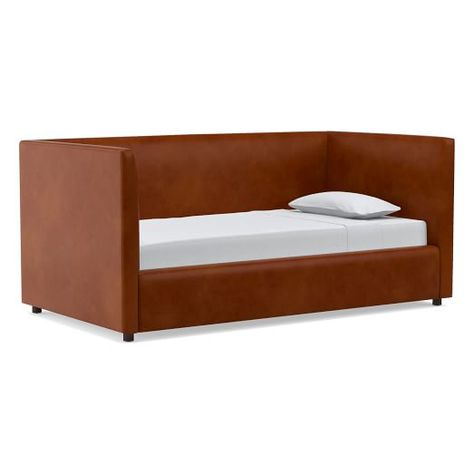 Modern & Contemporary Beds | West Elm Mid Century Daybeds, West Elm Bedding, Modern Upholstered Beds, Leather Daybed, Daybed Bedding, Kids Loft Beds, Oversized Furniture, Loft Beds, Leather Headboard