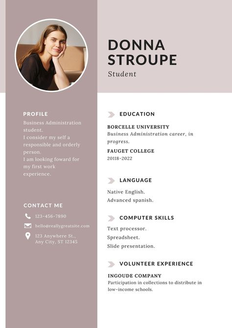 White simple student cv resume - Templates by Canva Cv For Students, Photo Cv, Best Cv Template, Good Cv, Cv Design Template, Minimalist Resume Template, Editable Resume, Cv Template Professional, Student Resume