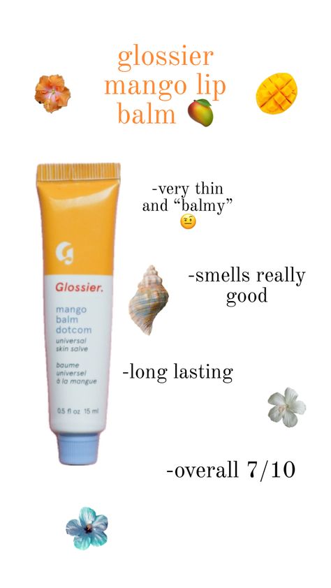 glossier mango lip balm review #mine #lipbalm #mango #glossier #useful #helpful #product #review Mango Lip Balm, Glossier Lip, Glossier Lip Balm, Balm Dotcom, Glossy Lips, Product Review, Lip Balm, The Balm, Mango