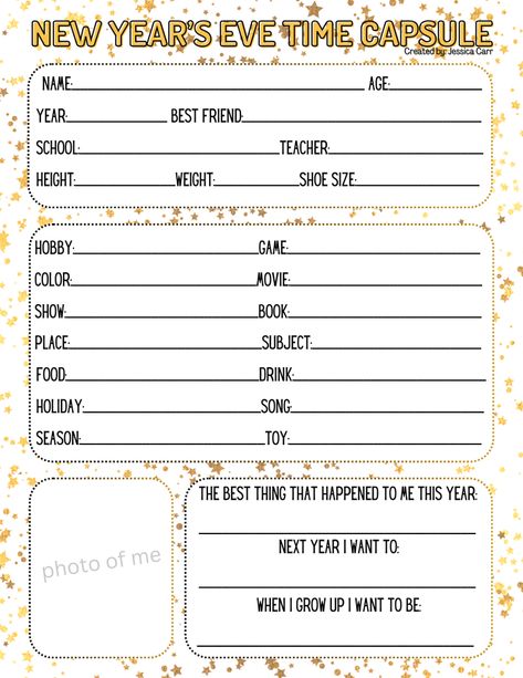 ​​New Year’s Eve Time Capsule – Graphics By Jess When I Grow Up, New Year’s Eve, Time Capsule, School Teacher, New Year's, Fun Things, New Years Eve, The Kids, The Things