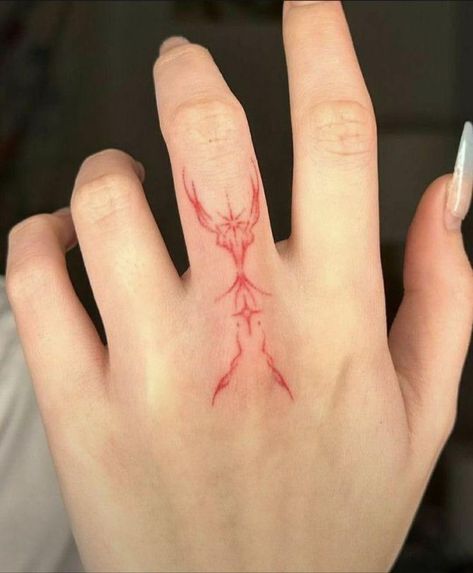 Tato Minimal, Knuckle Tattoos, Petite Tattoos, Simple Tattoo Designs, Red Ink Tattoos, Red Tattoos, Small Hand Tattoos, Nail Tattoo, Subtle Tattoos