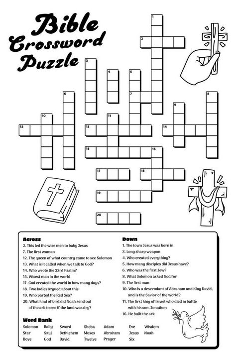 Bible Crossword Puzzles Free Printable, Church Activity Sheets, Bible Crossword Puzzles, Biblical Facts, Psalm 15, Free Printable Crossword Puzzles, Cross Word, Spiritual Lessons, Work Games