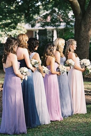 Shades of Purple Bridesmaids Chic Bridesmaid Dresses, Purple Bridesmaids, Purple Bridesmaid Dresses, Bridal Musings, Lavender Wedding, Bridesmaids And Groomsmen, Fairytale Wedding, Purple Wedding, Wedding Attire