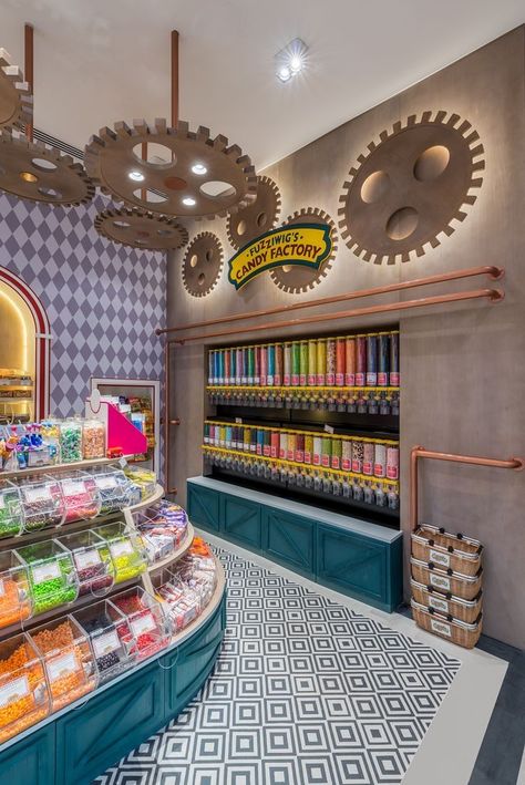 Riverland Dubai, Chocolate Store Design, Jelly Store, Candy Store Design, Home Office Interior Design, Cookie Factory, Candy Room, Home Office Interior, Interior Deisgn