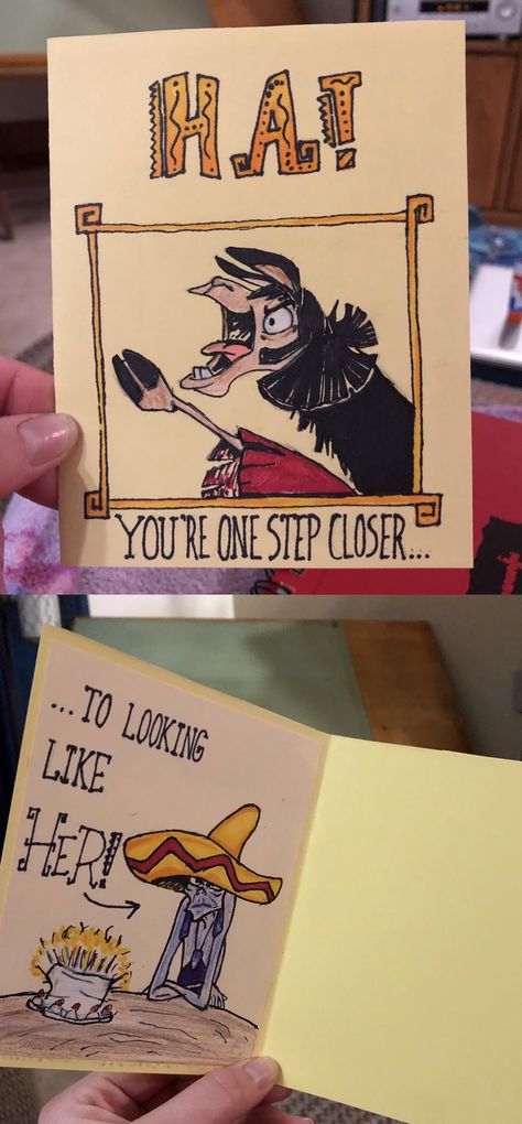 Emperors New Groove Gifts, The Emperor's New Groove Fanart, Emporers New Groove Party, Emperors New Groove Fanart, Emperors New Groove Drawing, Emperors New Groove Tattoo, Nail Aesthetics, Hilarious Birthday Cards, Birthday Things