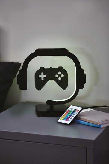 Black Gamer Controller LED Table Light Gaming Setup Aesthetic, Gamer Bedroom Ideas, Teen Game Rooms, Gaming Room Ideas, Room Decor Gaming, Modern Game Room, Gamer Controller, Aesthetic Gaming, Aesthetic Game