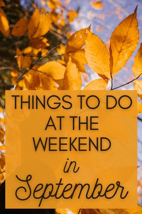 Things to do at the weekend in September. Autumn leaves against a sunny sky. Activities For September, 30 Bucket List, September Activities, Pumpkin Spice Everything, Bucket List Ideas, Fall Mood Board, Fun Fall Activities, Weekend Activities, Fall Bucket List