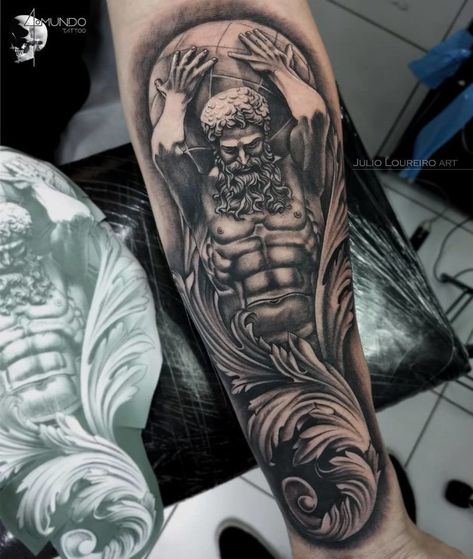 Ancient Greek Tattoo, Greek Goddess Tattoo, Greece Tattoo, Aphrodite Tattoo, Greek Tattoo, Greek God Tattoo, Atlas Tattoo, Zeus Tattoo, Greek Mythology Tattoos