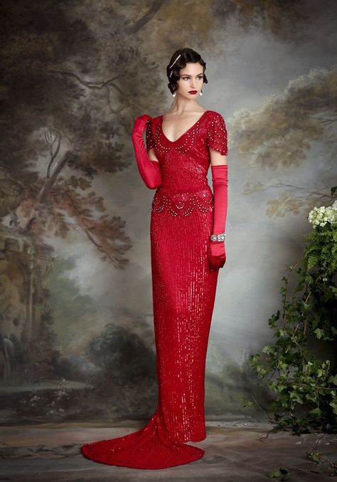 Eliza Jane, Dress Gallery, Look Retro, 20s Fashion, Red Gowns, Vintage Gowns, Vestidos Vintage, 1920s Fashion, Moda Vintage