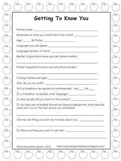 Back to School Survey  Here is a quick and easy survey that you can give your students on the first day of school. It will give you lots of valuable information that you can use to better service their individual needs.  (click image to go to freebie)  back to school freebie survey Student About Me Sheet, Student Get To Know You Sheet, Student Information Sheet Middle School, Student Information Sheet Elementary, Back To School Survey, Violin Quotes, Student Info Sheet, Student Information Form, Boy Activities