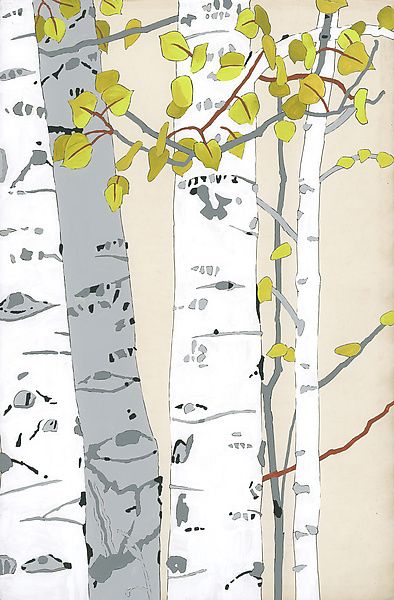 Aspen Summer Two by Meredith Nemirov (Giclee Print) (19.5" x 13.5") Aspen Tree Aesthetic, Aspen Tree Illustration, Aspen Tree Painting Easy, Aspen Tree Art, Aspen Drawing, Aspen Illustration, Site Drawing, Aspen Summer, Odyssey Art