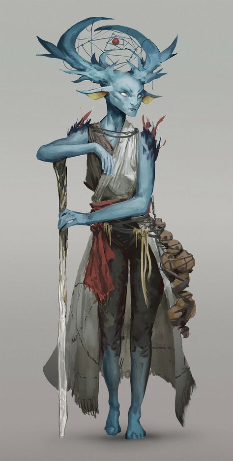 ArtStation - Lightbox challenge, Alessandro Rossi Alien Fantasy Art, Female Sorcerer, Blue Skin, Alien Character, Alien Design, Alien Concept Art, Dungeons And Dragons Characters, Fantasy Creatures Art, Creature Concept Art