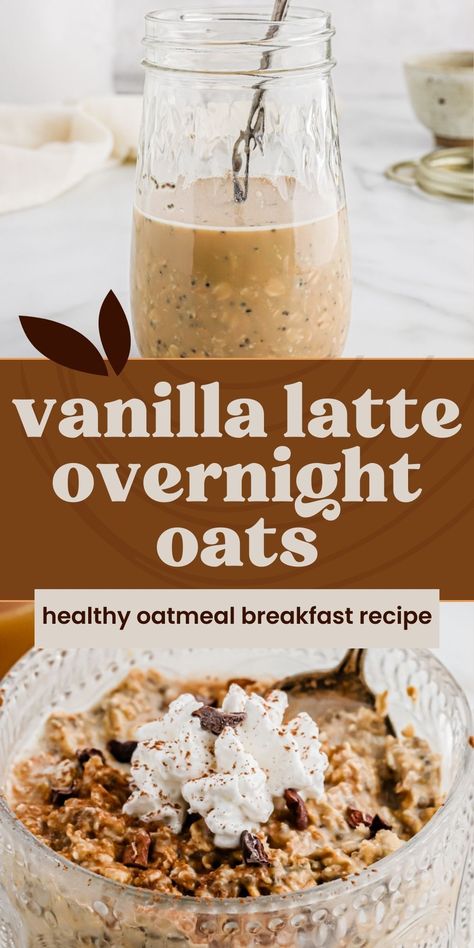 Craving a coffee-flavored breakfast? This vanilla latte overnight oats oatmeal breakfast recipe is the perfect blend of creamy oats and rich espresso for a tasty, energizing start to your day. Oatmeal Cookie Overnight Oats, Vanilla Overnight Oats Recipe, Blended Oats Recipe, Latte Overnight Oats, Coffee Overnight Oats, Creamy Oats, Vanilla Overnight Oats, Healthy Oatmeal Breakfast, Breakfast Oatmeal Recipes