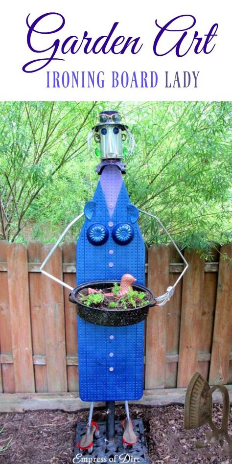 Ironing Board Ideas Repurposed, Garden Art From Junk, Ironing Boards, Planter Project, Garden Junk, Garden Art Projects, Junk Art, Creative Gardening, Old Tools