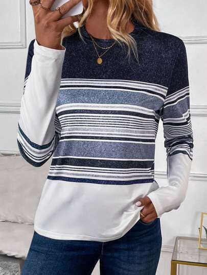 Welcome to SHEIN Tomboyish Outfits, Trendy Tops For Women, Comfy Clothes, Church Outfits, Casual Stripes, Spring Shirts, Inspiration Mode, Trendy Tops, Graphic Tees Women