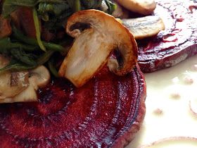 glutenfreehappytummy: Beet "Steaks" w/ Zesty Spinach! GF, V, SCD & Paleo! Beet Steaks, Paleo Beet Recipes, Nightshade Free Ketchup, Beet Greens Pesto, Body Ecology Diet, Recipe Blog, Carb Diet, No Carb Diets, Vegan Recipe