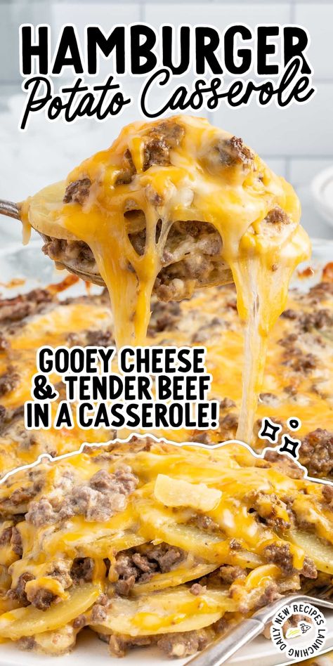 Cheesy Ground Beef And Potatoes, Cheesey Potatoe Hamburger Casserole, Cheesy Potato And Hamburger Casserole, Potato Hamburger Casserole Ground Beef, Potato And Hamburger Meat Recipes, Dishes To Make With Hamburger Meat, Potatoe And Hamburger Casseroles, Cheeseburger Casserole Potato, Scallop Potato Casserole Ground Beef