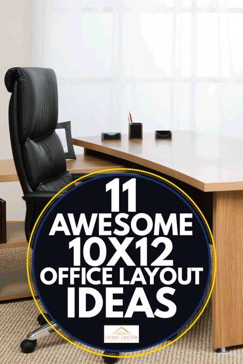 Office Decor For Small Space, Middle Of Room Office Desk, Desk Facing Out From Corner, Small Office Large Desk, Office Configuration Ideas, Home Office With Table In The Middle, Real Office Spaces, 10x10 Office Layout Work Spaces, Efficient Office Layout