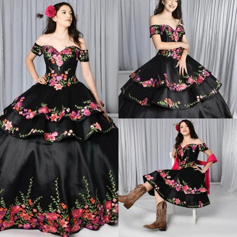 High Quality , Fast  , Reasonable  , if you have any questions , please feel  to contact to us , we will try our  to service you ! Thanks ! Quinceanera Dresses Charro, Black Quinceanera, Black Quinceanera Dresses, Sweet 16 Dress, Mexican Theme, Detachable Skirt, 16 Dress, Skirt Floral, Quinceanera Dresses