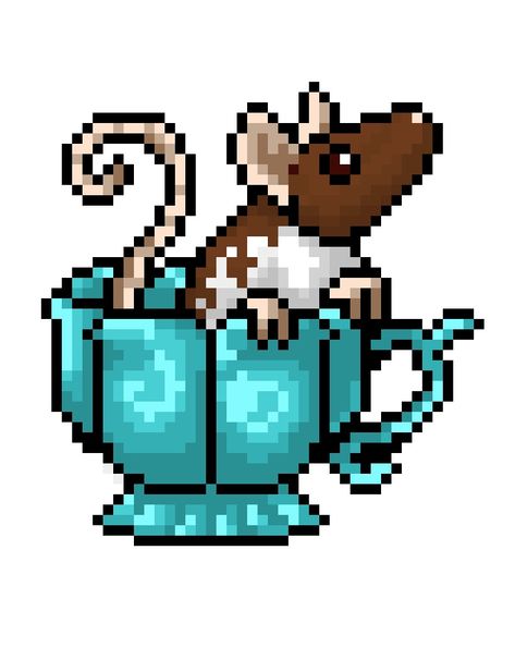 Rat Pixelart, Rat Pixel Art, 8bit Art, Perler Bead Templates, Cute Rats, Pixel Design, Animal Cross Stitch Patterns, Undertale Cute, Pixel Pattern