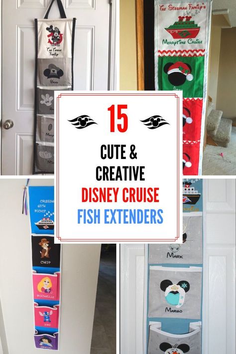 15 Unique Disney Fish Extenders For Your Next Disney Cruise! If you’ve been on a DCL sailing previously, you’ve probably seen themed strips of fabric featuring several pockets hanging from the fish above staterooms’ room numbers. These are fish extenders and they are so much fun. Here are some ridiculously cute options! via @globalmunchkins Diy Fish Extender Hanger, Disney Cruise Fish Extender Gifts, Disney Magic Cruise, Disney Cruise Fish Extender, Disney Cruise Door, Disney World Tips, Disney Cruise Vacation, Fish Extender Gifts, Disney Cruise Tips