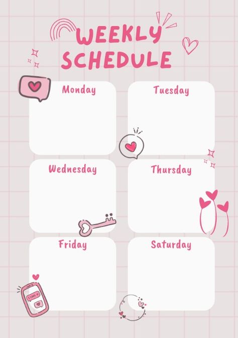 Aesthetic Timetable Template, Cute Timetable Template, Aesthetic Timetable Wallpaper, Pink Schedule, Printable Timetable, Timetable Design, Cute Weekly Planner, Study Schedule Template, Daily Planner Book