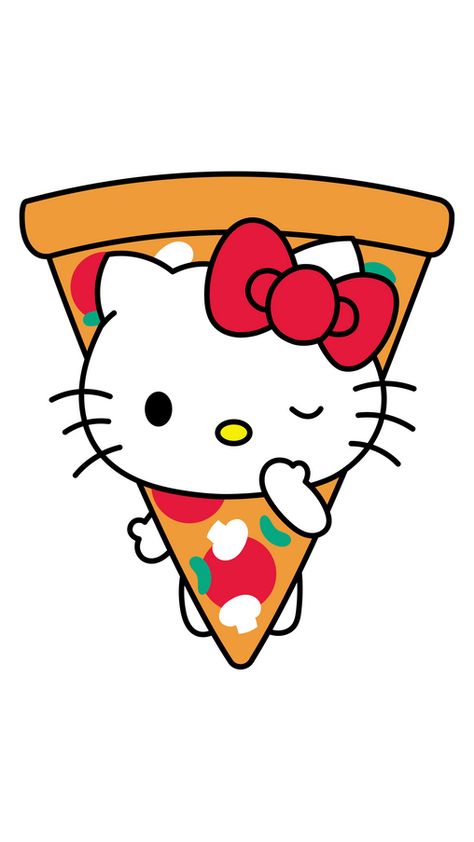 Hello Kitty is an iconic Sanrio character, this adorable white cat with a red bow, has a special place in her heart for pizza. Pizza and Hello Kitty make the perfect pairing, blending the cuteness of... Hello Kitty Pizza, Pizza Sticker, Coffee Doodle, New Emojis, Frog Decor, Hello Kit, Hello Kitty Art, Emoji Stickers, Cute Costumes