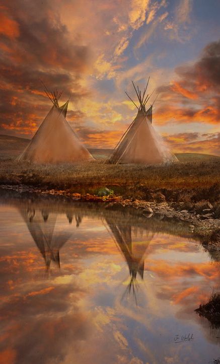 Spirits Art, Native American Wall Art, American Indian Artwork, Sunset Wall Decor, Native American Teepee, Native American Decor, Native American Heritage Month, Native American Paintings, American Fine Art