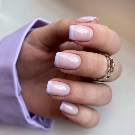 French Manicure Lavender Nails Nails Lilac, Lilac Nails, French Tip Nail Designs, French Manicure Nails, Lavender Nails, Simple Gel Nails, Cute Gel Nails, Short Acrylic Nails Designs, Dipped Nails