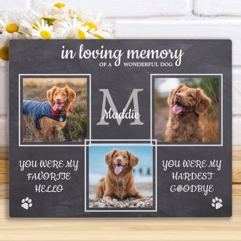 Memories Quote, Hardest Goodbye, Pet Memorial Plaque, Pet Memorial Garden, Dog Remembrance, Custom Photo Frames, Personalized Pet Memorial, Dog Memorial Gift, Pet Sympathy