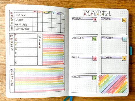 March Bullet Journal Ideas & Plan With Me ⋆ The Petite Planner Bullet Journal Planner Ideas, May Bullet Journal Ideas Layout, Journal Ideas March, March Monthly Spread, March Planner Ideas, Bullet Journal Spread Ideas, Monthly Planner Ideas, Bullet Journal Monthly Spread Ideas, March Bullet Journal Ideas