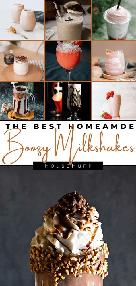 Boozy Shakes Milkshake Recipes, Boozy Halloween Desserts, Adult Milkshake Recipes, Alcoholic Milkshake Recipe, Milk Shakes Recipes, Alcohol Milkshake, Alcoholic Shakes, Milk Shake Recipes, Bourbon Milkshake