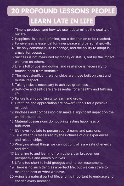 List Of Life Lessons, 20 Motivational Life Lessons, 20 Life Lessons, How To Be Motivated Life, Teaching Quotes Inspirational, Finding Meaning In Life, Self Help Skills, Inspirational Life Lessons, Parenting Knowledge