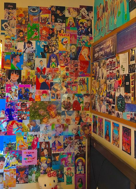 kpop and anime vintage indie wall collage Wallpaper Room Decor, Indie Bedroom, Anime Wall Prints !!, Otaku Room, Neon Room, Anime Wall, Indie Room Decor, Anime Room, Indie Room