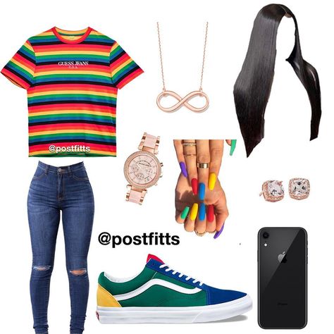 ✨ 𝕆𝕦𝕥𝕗𝕚𝕥 𝕀𝕟𝕤𝕡𝕠𝕤 ✨ on Instagram: “y’all wearing this to school? Most definitely I will 😍 - * Guess Multicolor Shirt * Yacht Club Vans * Dark Blue Ripped Jeans —————— Where…” Be Good, 2019 Outfits, Teenage Outfits, My Dearest, Girl Name, 10th Grade, Swag Outfits For Girls, Cute Outfits For School