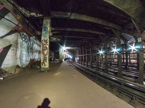 Just like the rest of New York City, our 112 year-old subway system consists of many layers, each of which provides a glimpse into a sliver of the city’s history. Here's a sampling of the city’s most intriguing abandoned tunnels and stations. Abandoned Subway, Abandoned Train Station, Beautiful Ruins, Abandoned Train, Subway Station, Level Design, Nyc Subway, City Hall, Abandoned Places