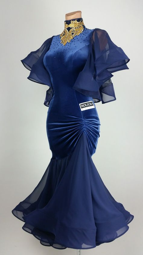 Ballroom dress Rolecka Design Blue Ballroom Dress, Ballroom Dress Inspiration, Dancesport Dresses, Ballroom Dance Dress, Dance Competition Dress, Latin Ballroom Dresses, Ballroom Costumes, 파티 드레스, Ballroom Dance Dresses