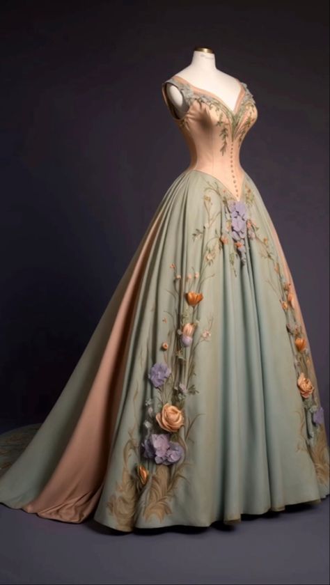 ACOTAR Spring Court inspired gown Spring Court Dress, Fairytale Outfits, Court Outfit, Fashion 40s, Flower Gown, Spring Court, Court Dresses, Fantasy Dresses, Old Dresses