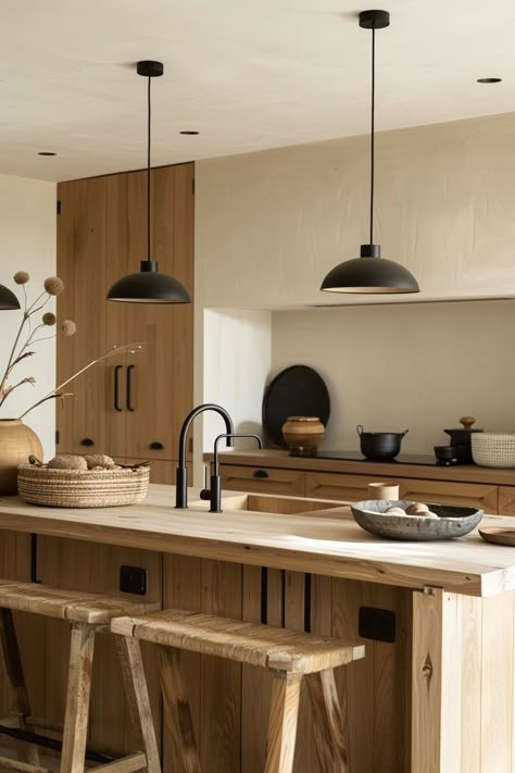 16 Japandi Kitchen Design Inspirations You Have To See! - My Decor Inspo Kitchen Earthy Tones, Japan Style Kitchen, Japandi Home Design, Cuisine Japandi, Japandi Interiors Kitchen, Japandi Kitchen Ideas, Japandi Style Kitchen, Kitchen Japandi, Japandi Kitchen Design