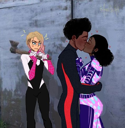 Miles X Byte, Spinnerette Marvel, Miles Morales X Spider Byte, Miles Morales And Spider Byte, Miles Morales X Margo, Spiderbite X Miles, Margo Across The Spiderverse, Miles X Yn Fanart, Miles Morales And Margo