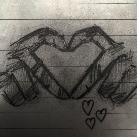 Drawing Inspo Hands, How To Draw Hands Heart, How To Draw A Finger Heart, Cute Doodles Easy Aesthetic Love, How To Draw A Hand Heart, Valentine Drawing Ideas Easy, Hand Heart Drawing Sketch, Heart With Fingers Drawing, Cute Drawings To Give To Your Crush