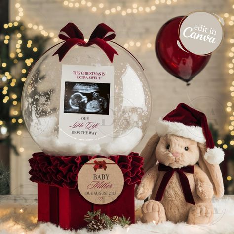 Digital Pregnancy Christmas Announcement, Editable December Teddy Bear Baby Announcement, Social Media Winter Pregnancy Reveal Template Bunny Theme Gender Reveal, Pregnancy Christmas Announcement, Baby Christmas Announcement, Second Pregnancy Announcement, Winter Pregnancy Announcement, Baby Announcement Social Media, Christmas Announcement, Second Pregnancy Announcements, Bunny Balloon