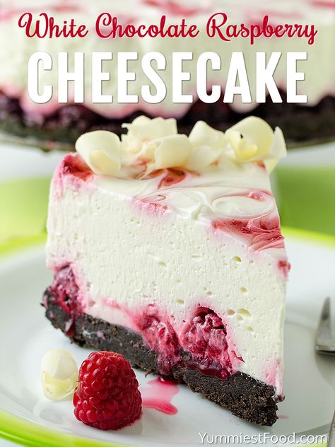 No Bake White Chocolate Raspberry Cheesecake - Recipe from Yummiest Food Cookbook No Bake White Chocolate Raspberry, Best No Bake Cheesecake, Yummiest Food, Chocolate Orange Cheesecake, White Chocolate Raspberry Cheesecake, Rich Cheesecake, Chocolate Raspberry Cheesecake, Staff Meeting, White Chocolate Cheesecake