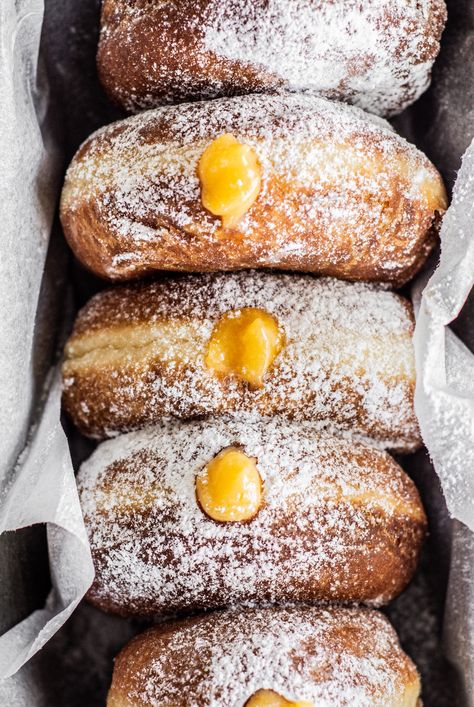 Fougasse Recipe, Brioche Donuts, Vanilla Frosting Recipes, Jelly Donuts, Easy Lemon Curd, Donut Filling, Cherry Clafoutis, Peach Jelly, Apple Puff Pastry