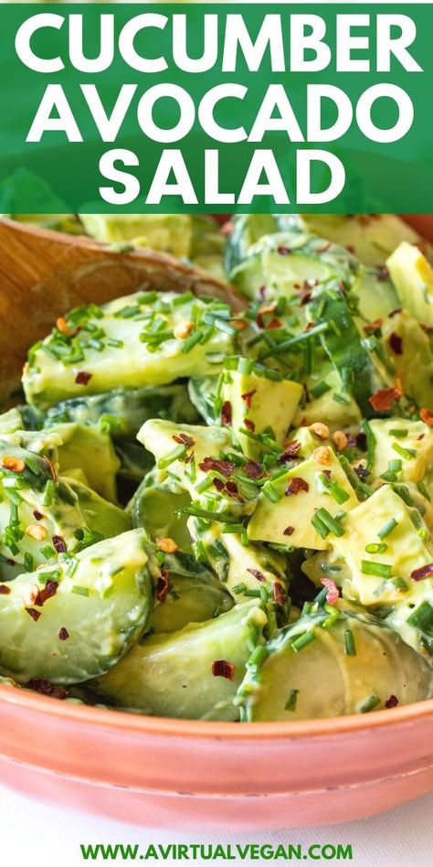 Avocado Recipes Healthy, Recipes Avocado, Salad Cucumber, Salad Avocado, Cucumber Avocado Salad, Avocado Dessert, Avocado Cucumber, Fresh Cucumber, Cucumber Avocado