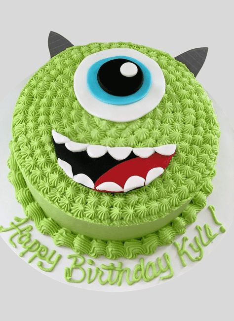 Mike Wazowski Birthday Cake Ideas Images (Pictures) Monsters University Cake, Monster Inc Cake Ideas, Monsters Inc Cake Smash, Mike Wazowski Cake, Monsters Inc Birthday Cake, Monster Inc Cake, Monster University Cakes, Teletubbies Birthday, Sully Cake